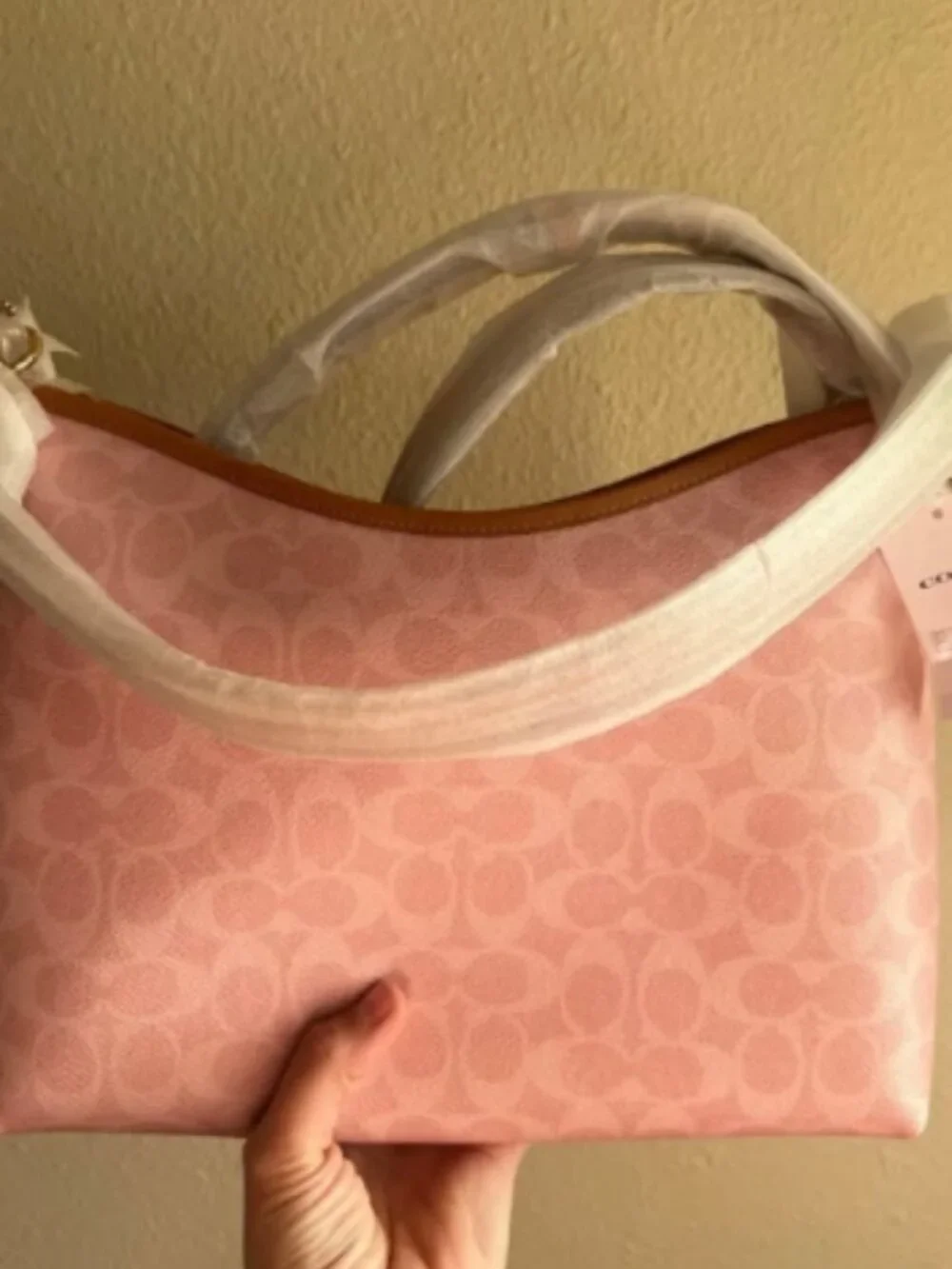 Coach Pink Signature Canvas Hobo Shoulder Bag